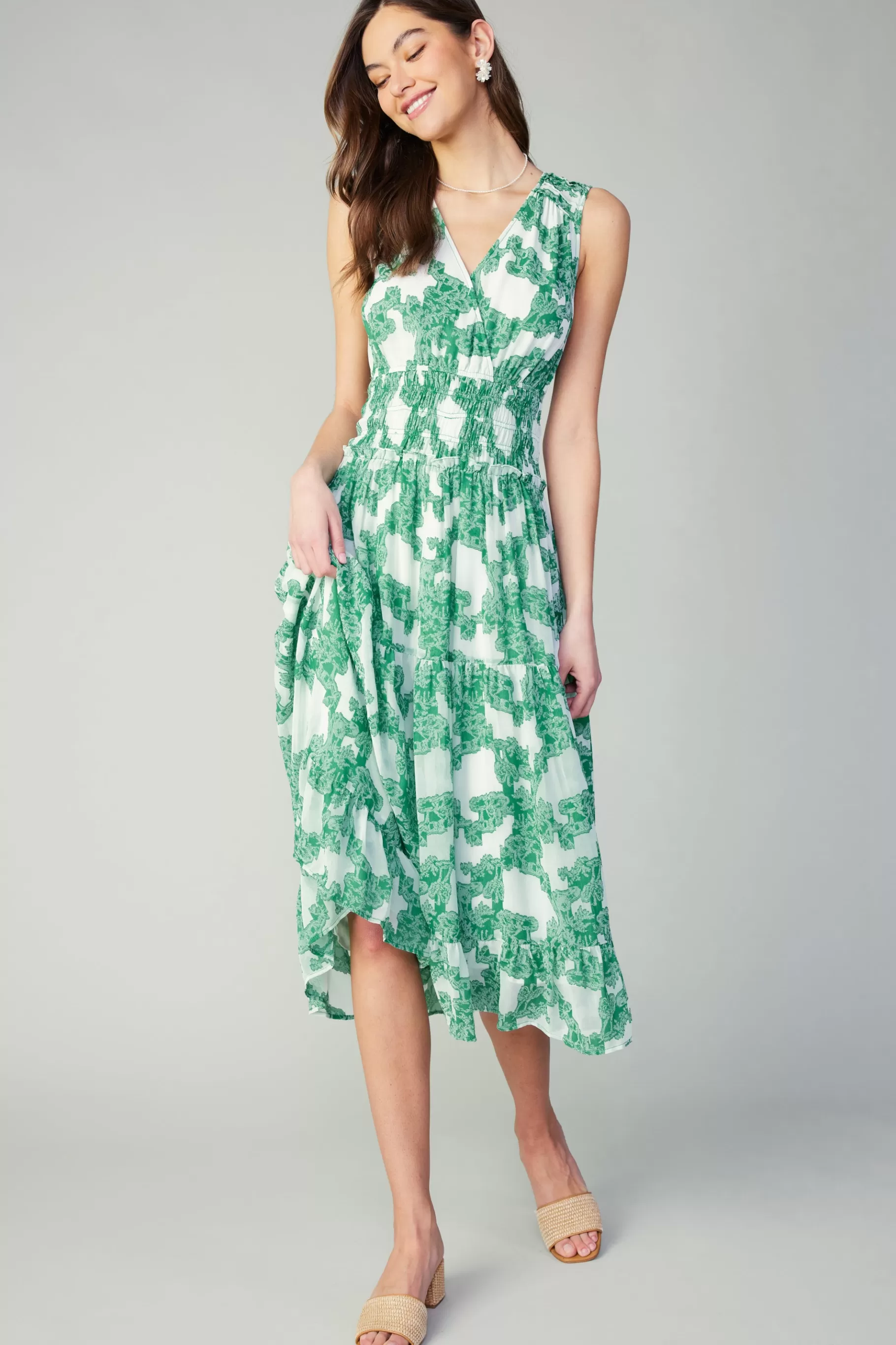 Current Air Midi Dresses>Abstract Motif Maxi Dress DEEPMINT