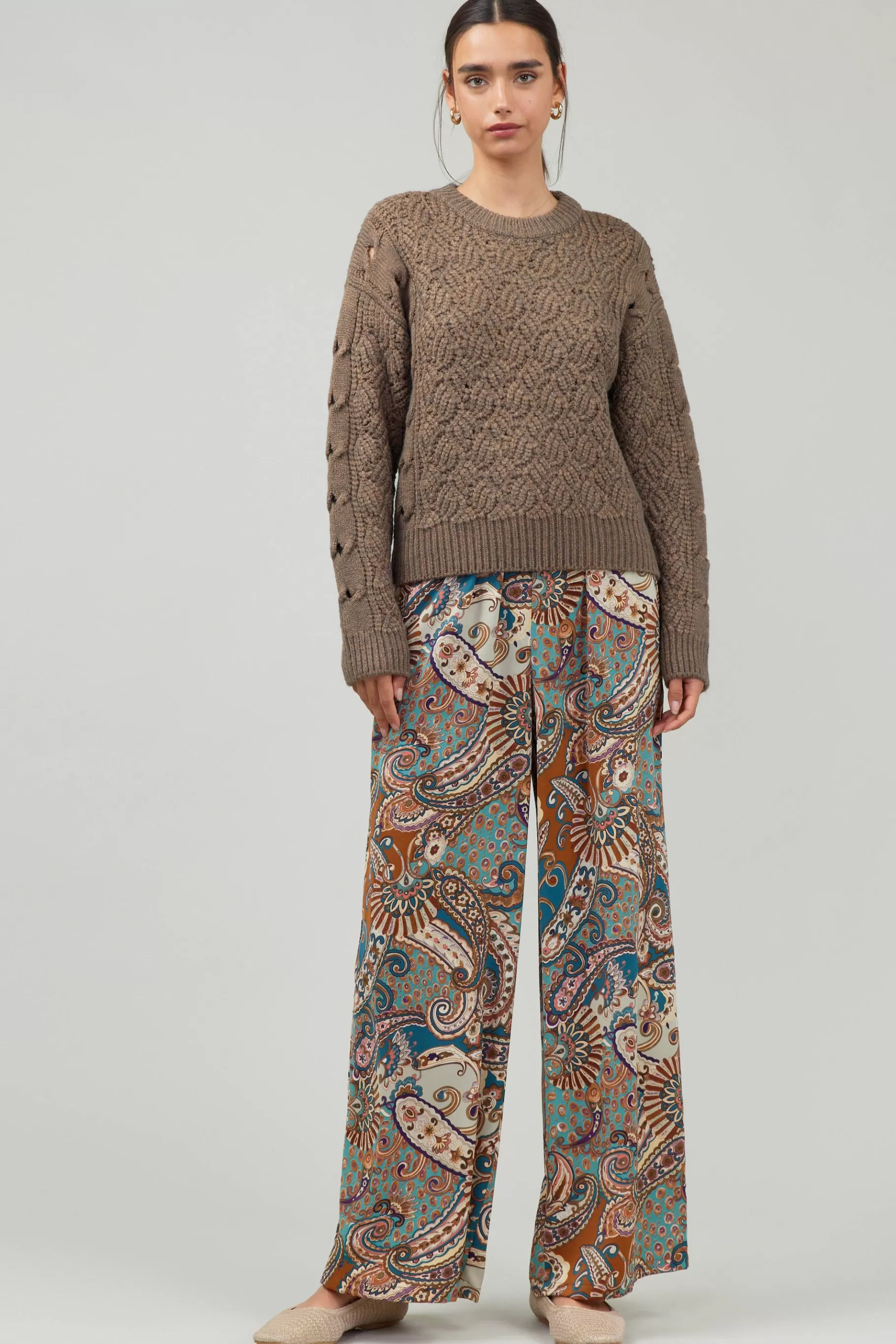 Current Air Knitwear | Sweaters>Cable Knit Sweater COCOA
