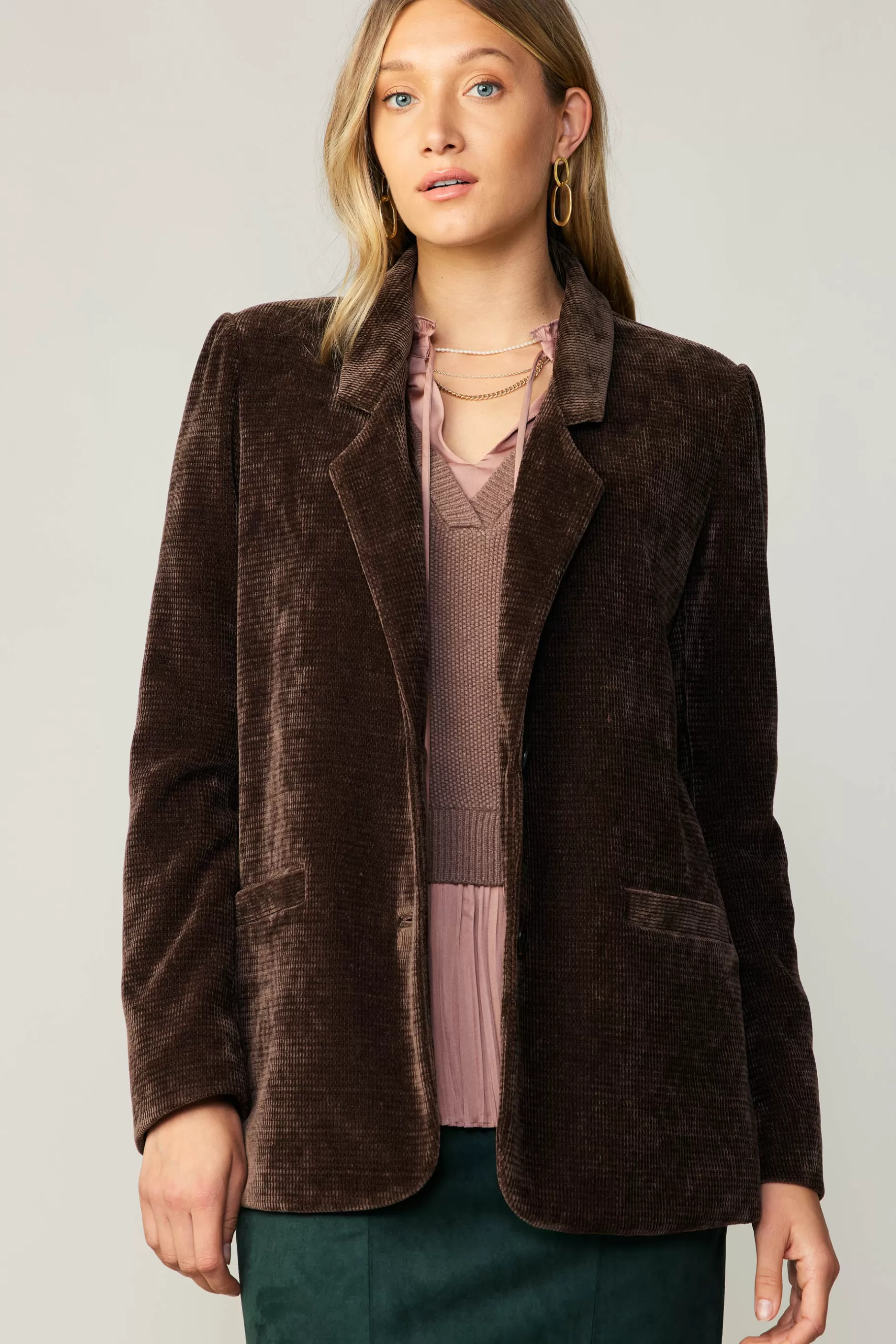 Current Air Coats & Jackets>Corduroy Blazer DARKBROWN