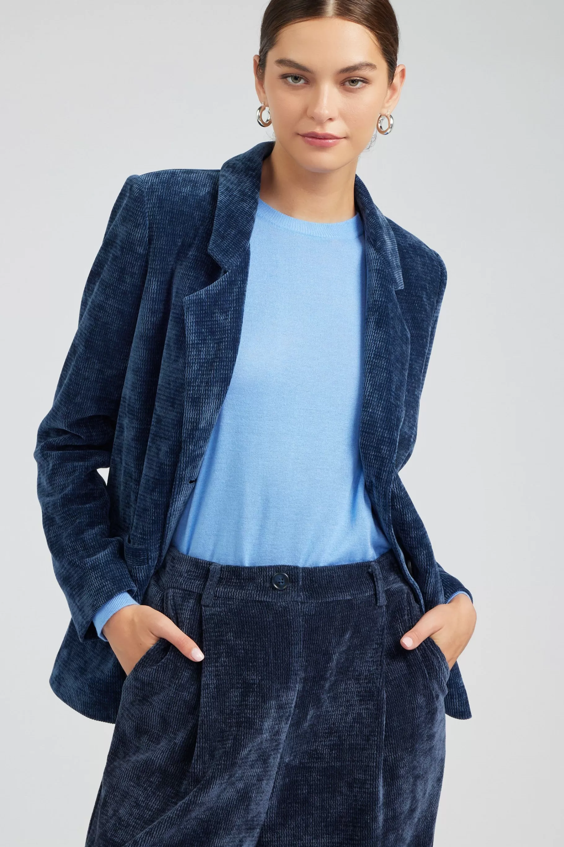 Current Air Coats & Jackets>Corduroy Blazer DARKBLUE