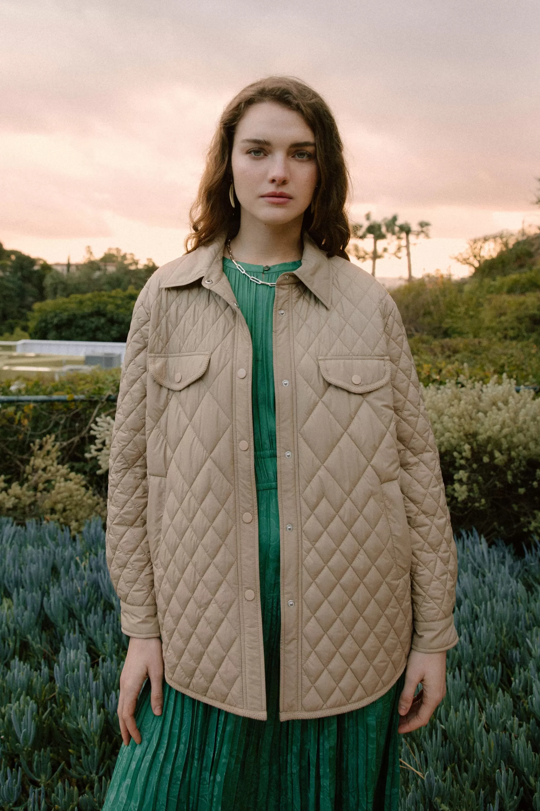 Current Air Coats & Jackets>Diamond Quilted Jacket TAUPE