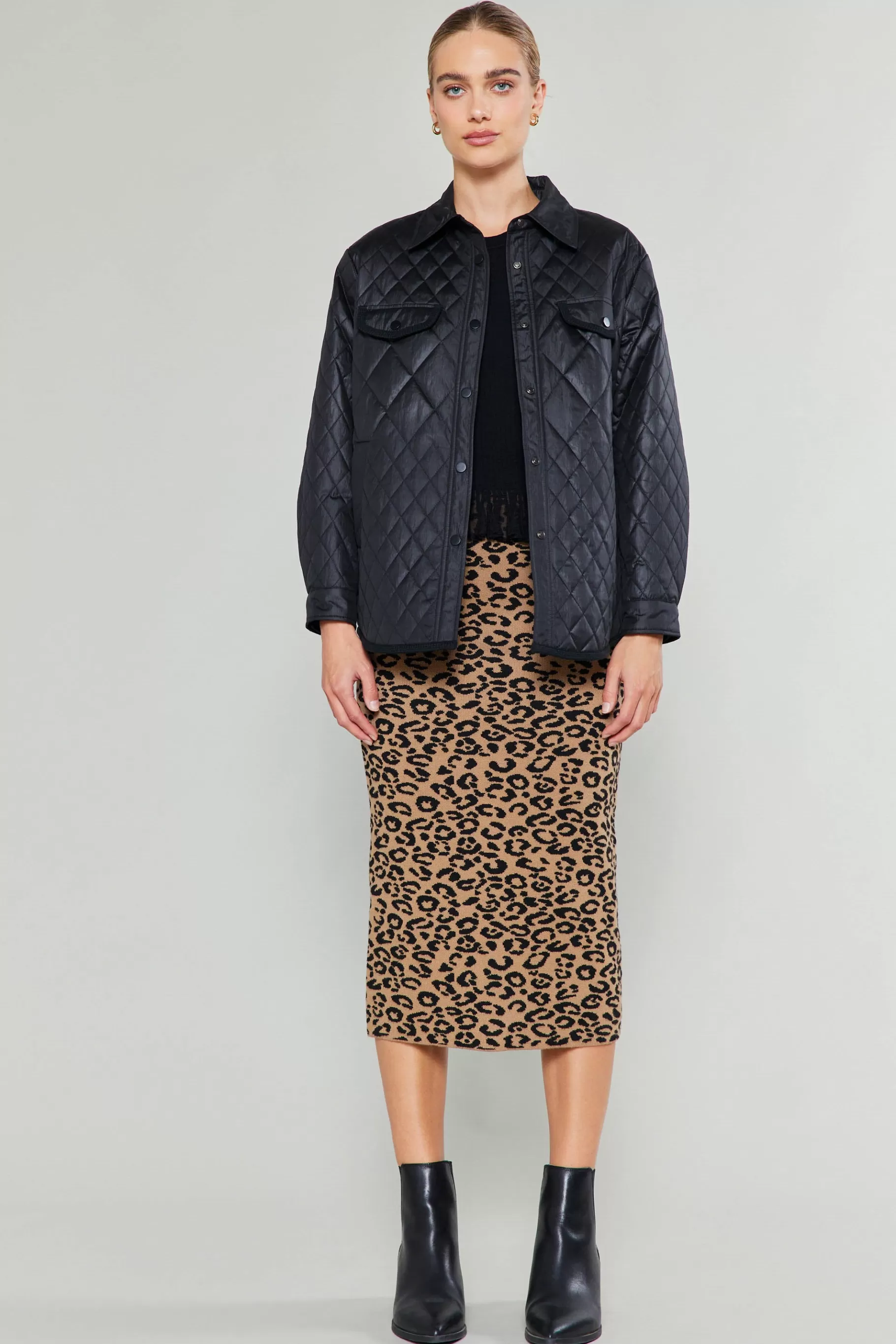 Current Air Coats & Jackets>Diamond Quilted Jacket BLACK