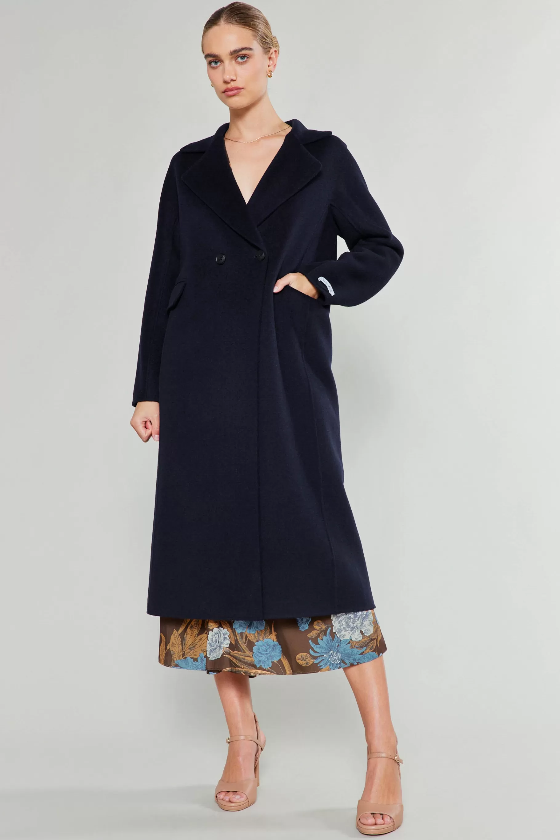 Current Air Coats & Jackets>Double Breasted Wool Coat DARKNAVY
