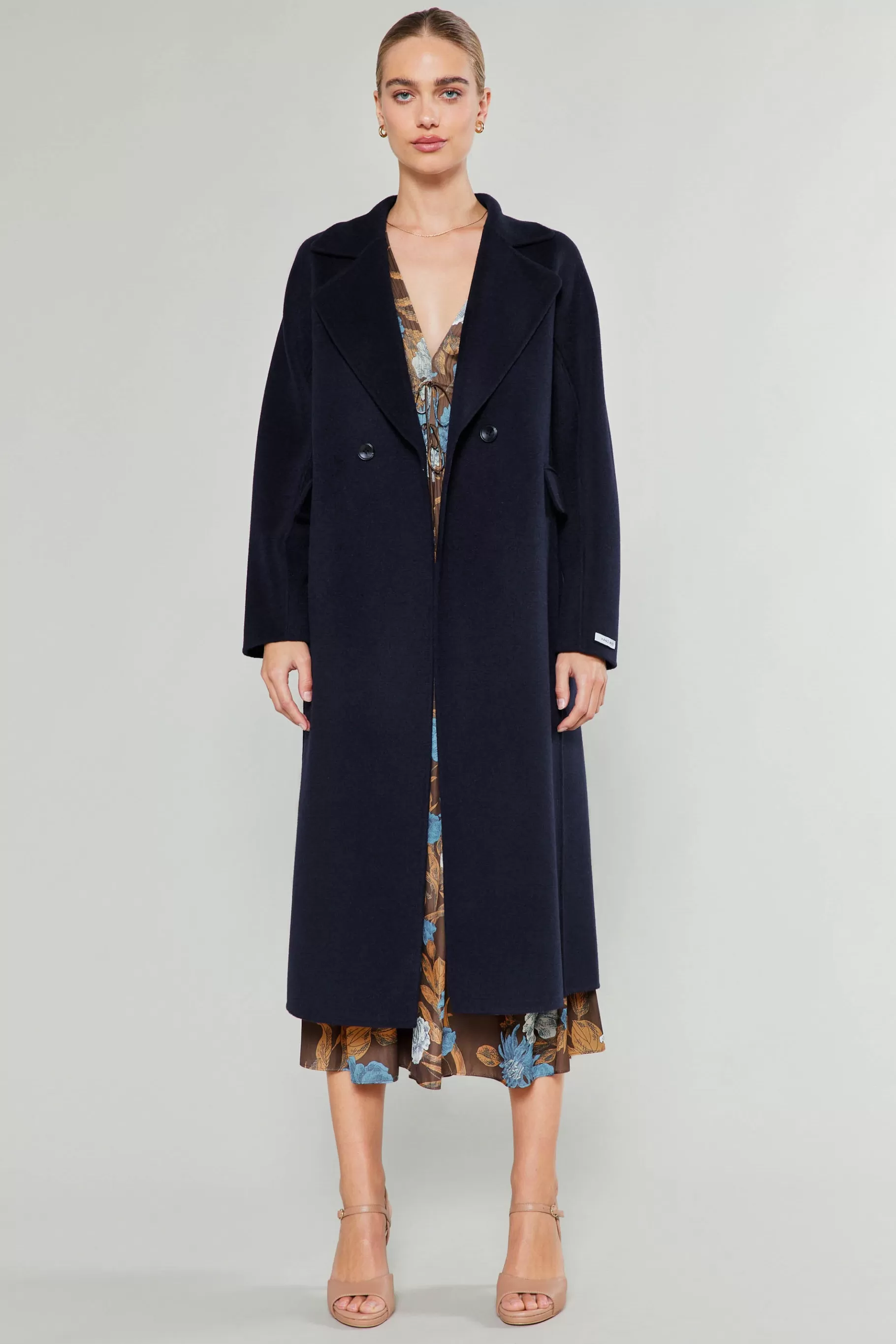 Current Air Coats & Jackets>Double Breasted Wool Coat DARKNAVY