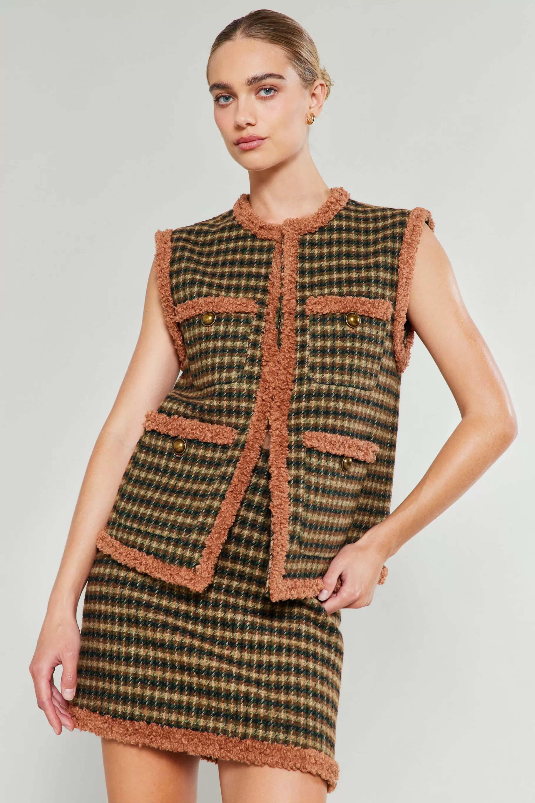 Current Air Coats & Jackets>Houndstooth Vest MLT