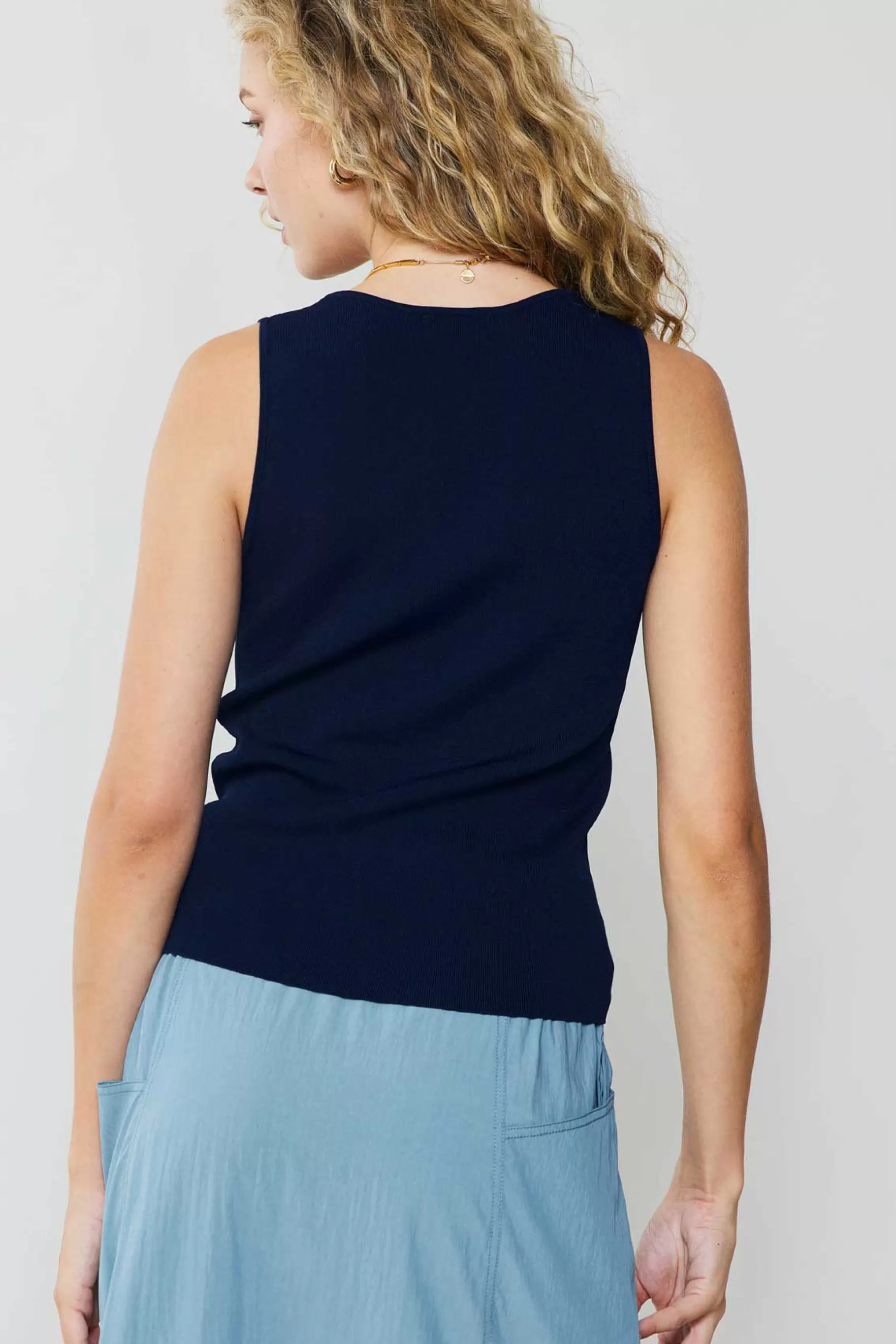 Current Air Knitwear | Sleeveless Tops>Knit Tank Top NAVY