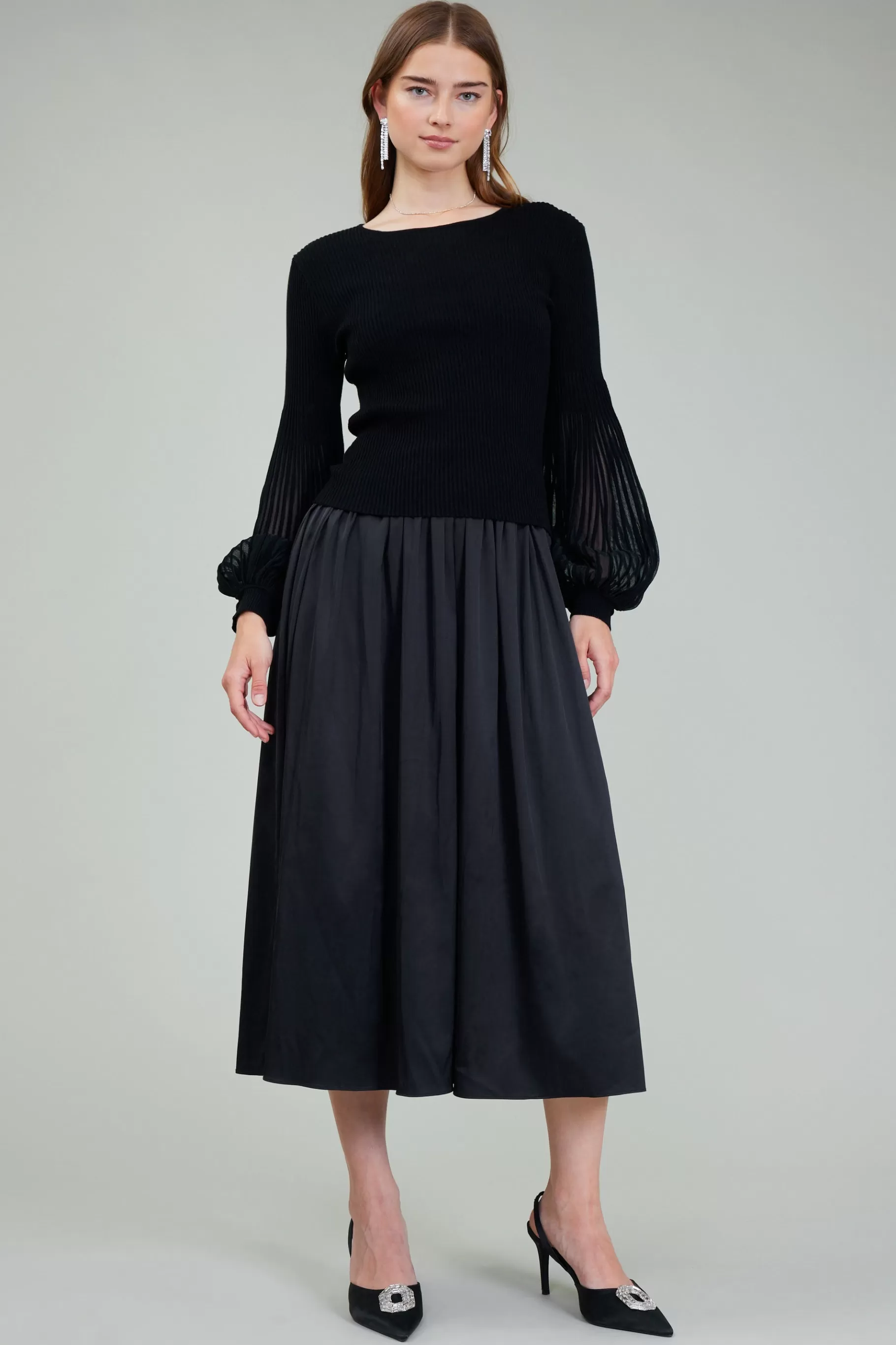 Current Air Knitwear>Nava Sweater Dress Set BLACK