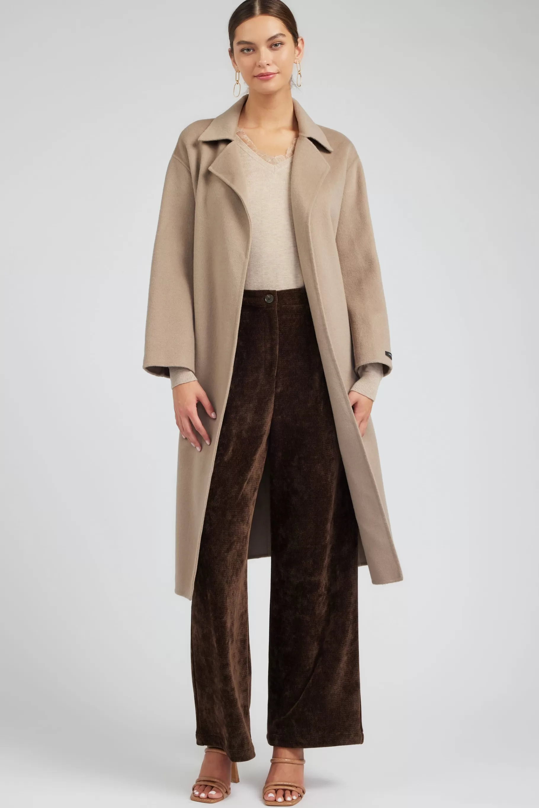 Current Air Coats & Jackets>Oversized Belted Wool Coat LATTE