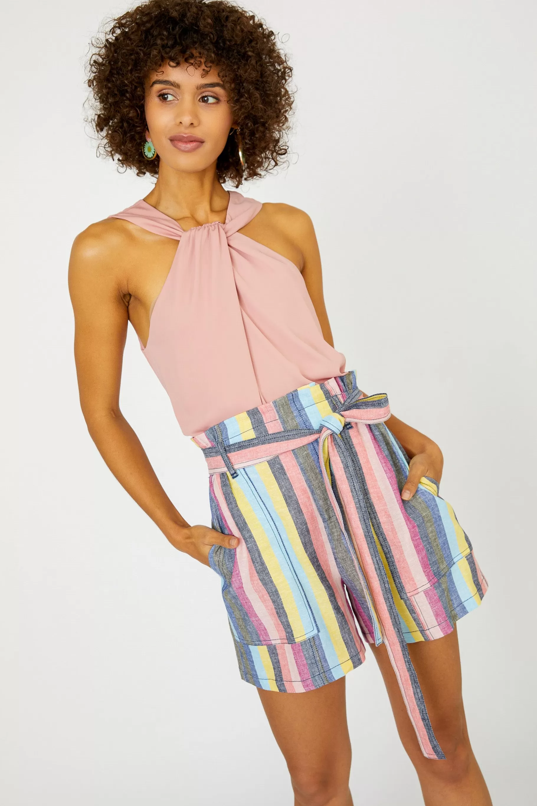 Current Air Shorts>Rainbow Striped Shorts MLT-STRIPE