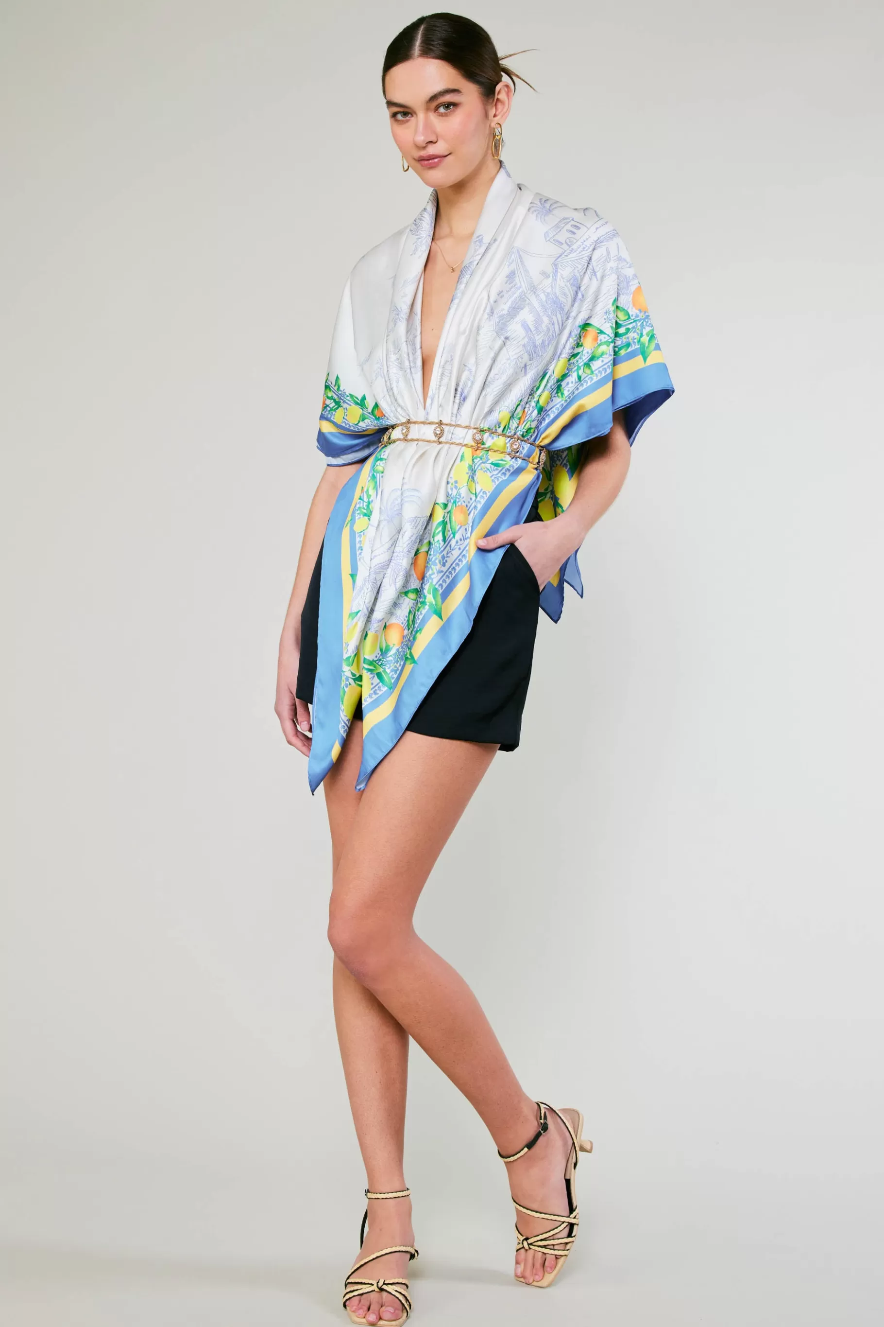 Current Air Accessories>Recycled Signature Print Large Scarf TUSCANBLUECITRUS