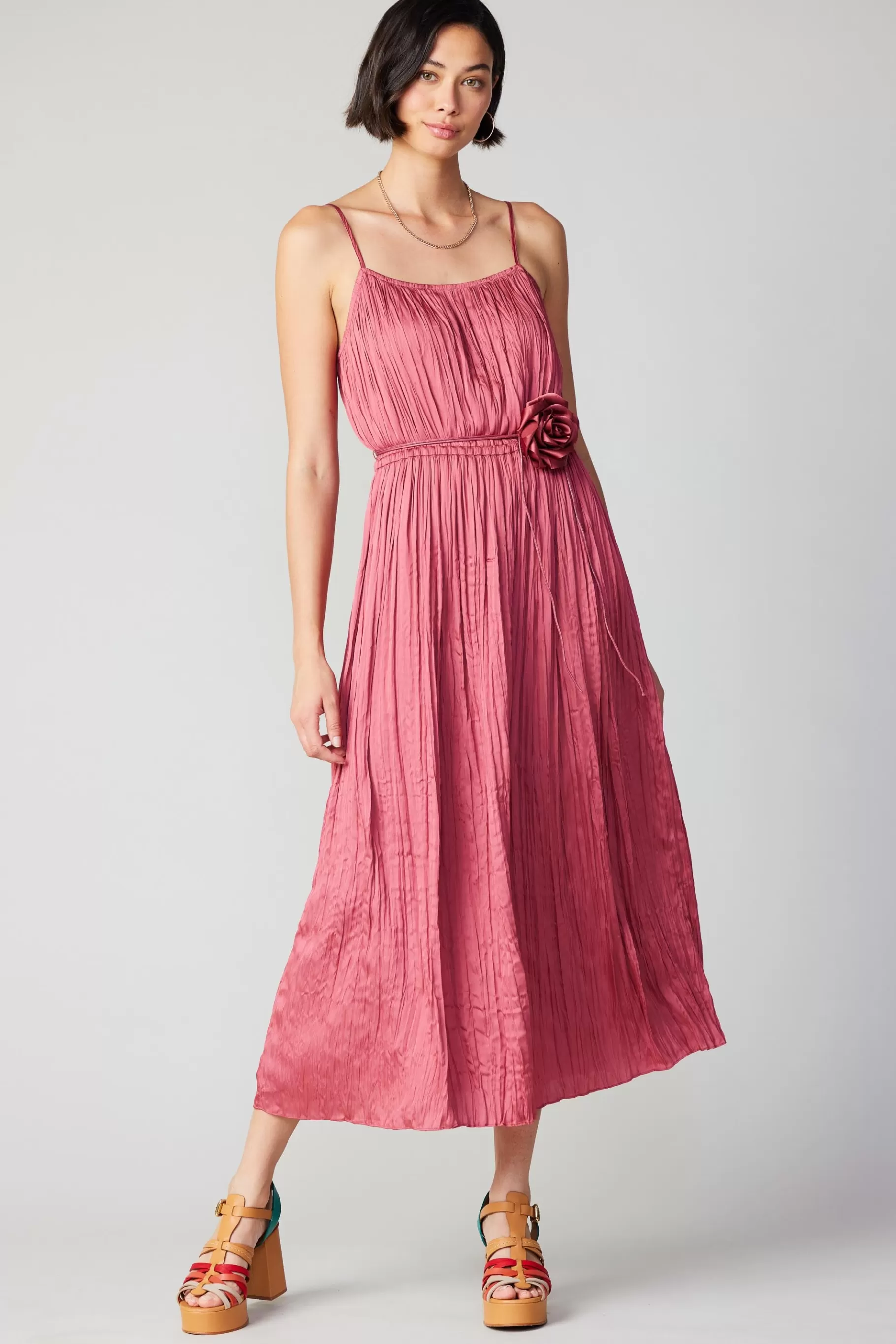 Current Air Midi Dresses>Rose Applique Cami Dress ROUGEBLUSH