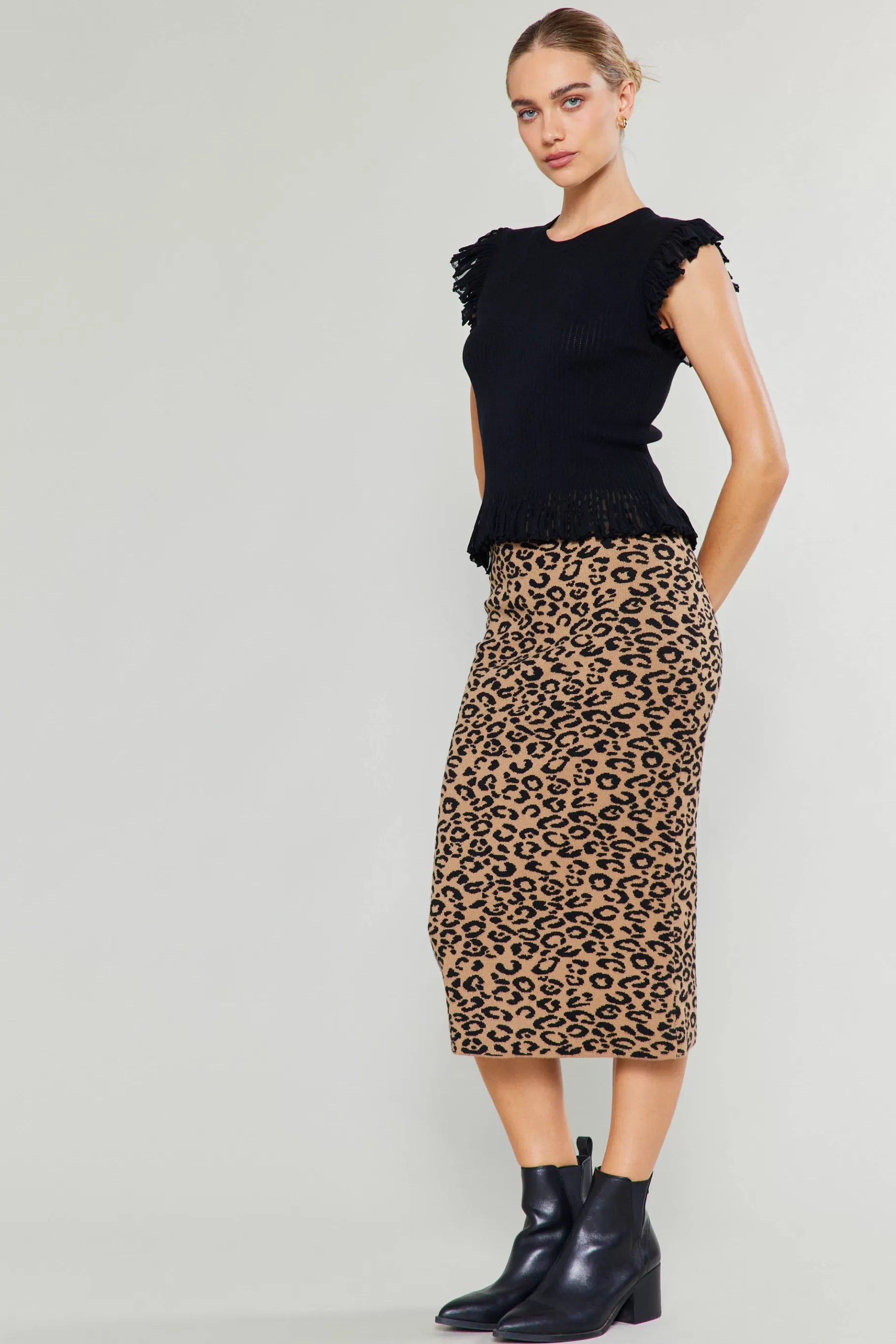 Current Air Skirts | Knitwear>Spotted Knit Skirt BROWNLEOPARD