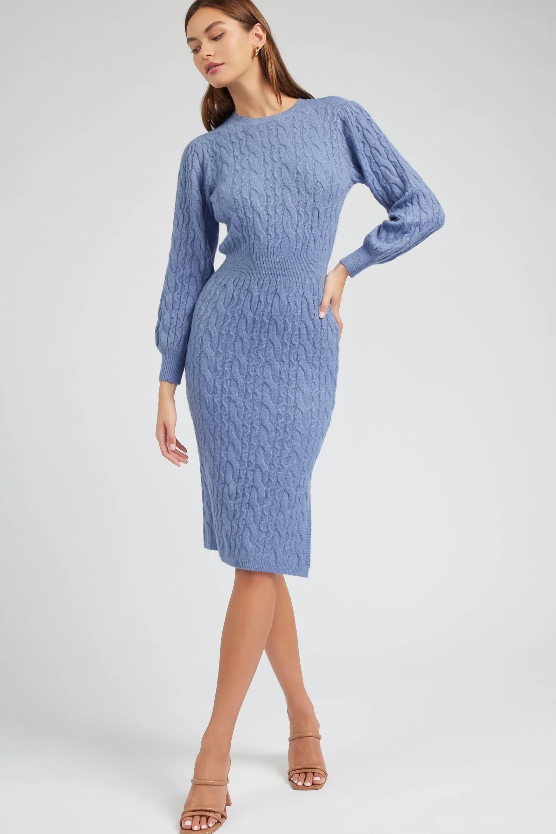 Current Air Knitwear | Midi Dresses>Sweater Midi Dress SOFTBLUE