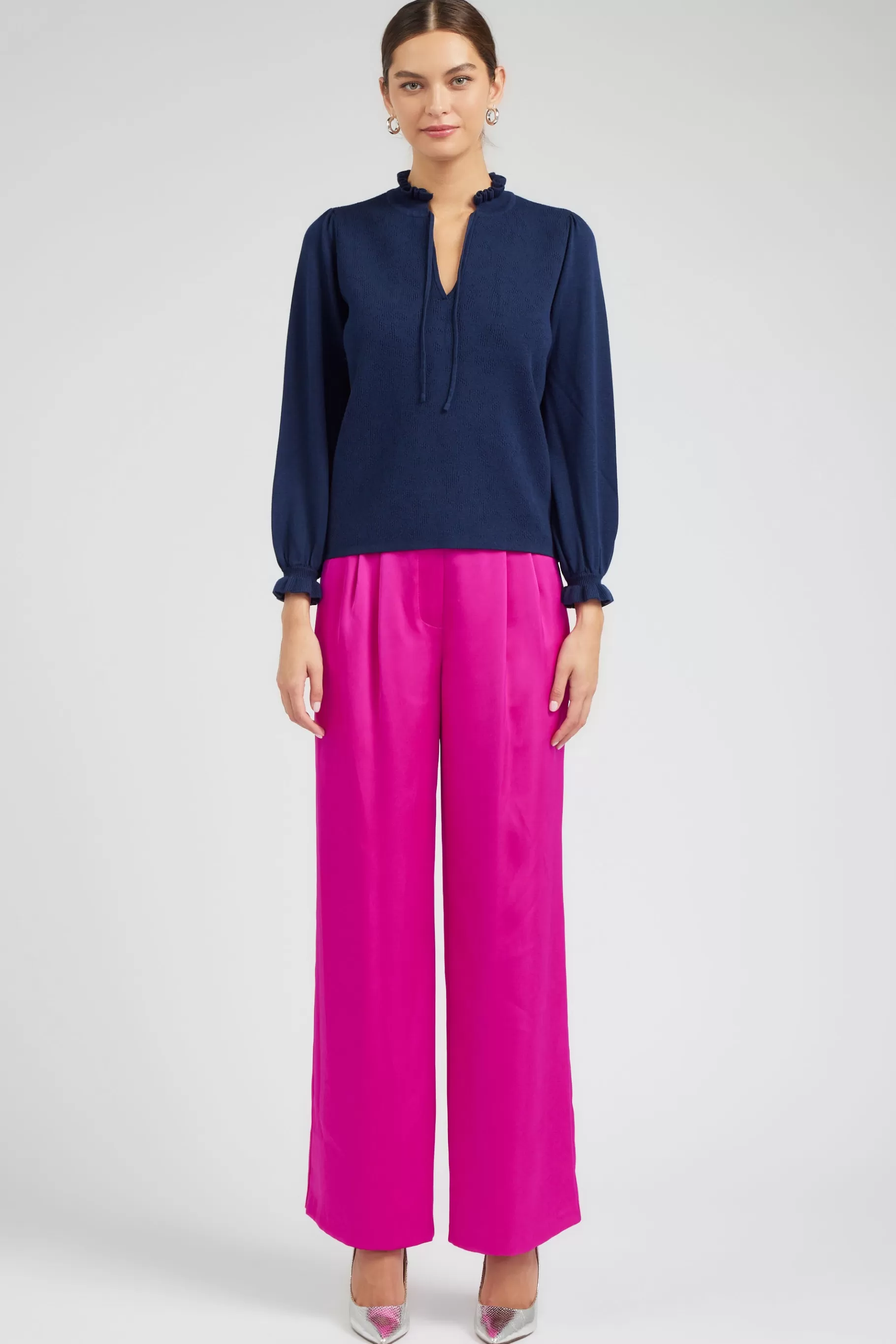 Current Air Knitwear | Long Sleeve Tops>Sweater Style Blouse NAVY