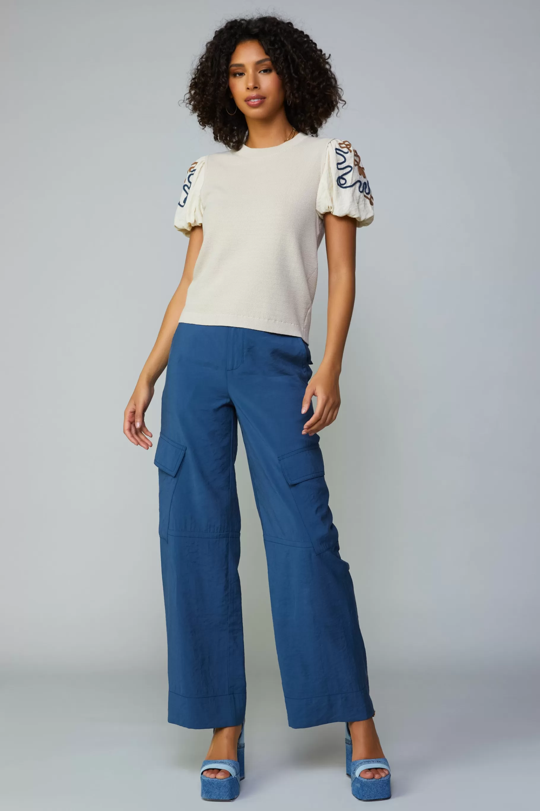 Current Air Sweaters>Texture Stitch Sweater Top NATURAL