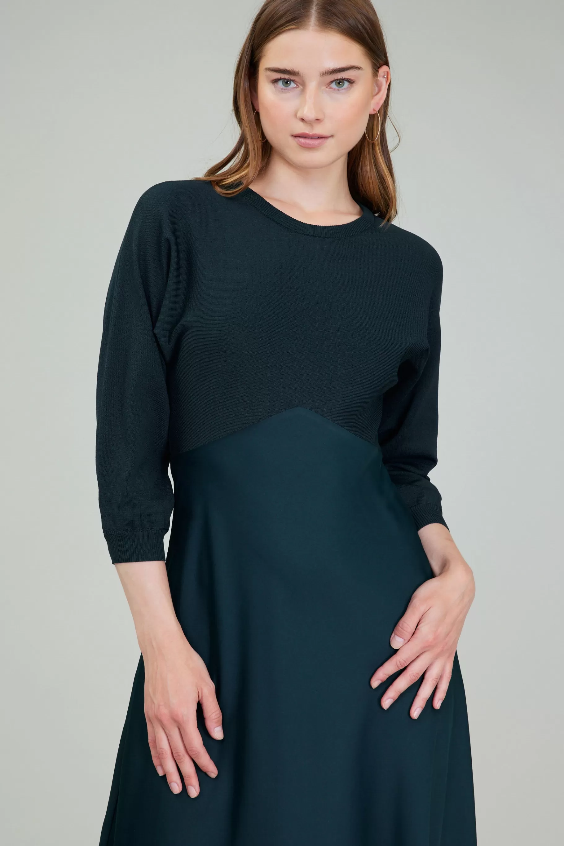 Current Air Knitwear | Midi Dresses>Vienna Knit Midi Dress FORESTGREEN