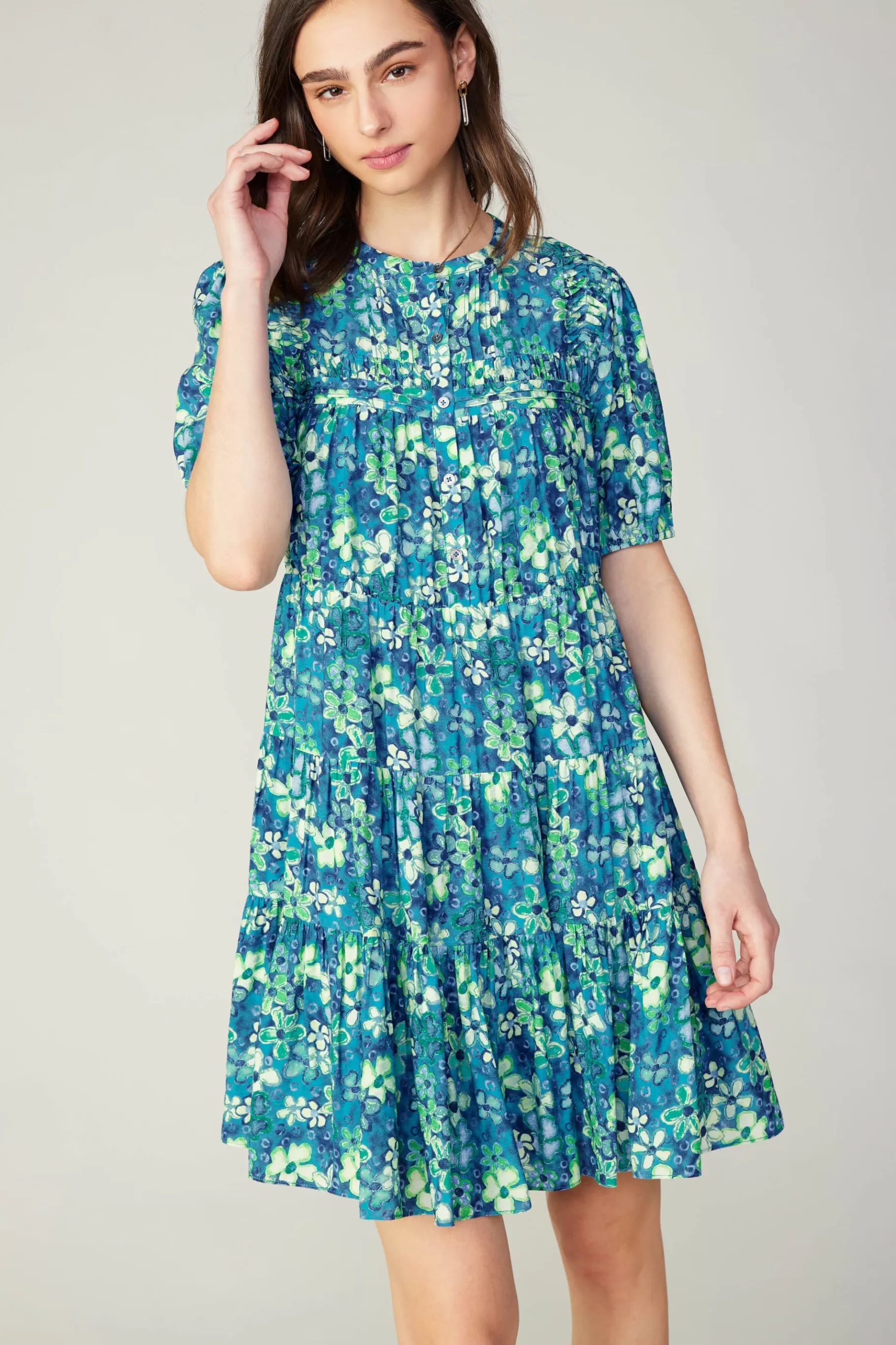 Current Air Mini Dresses>Watercolor Floral Mini Dress BLUEMLT