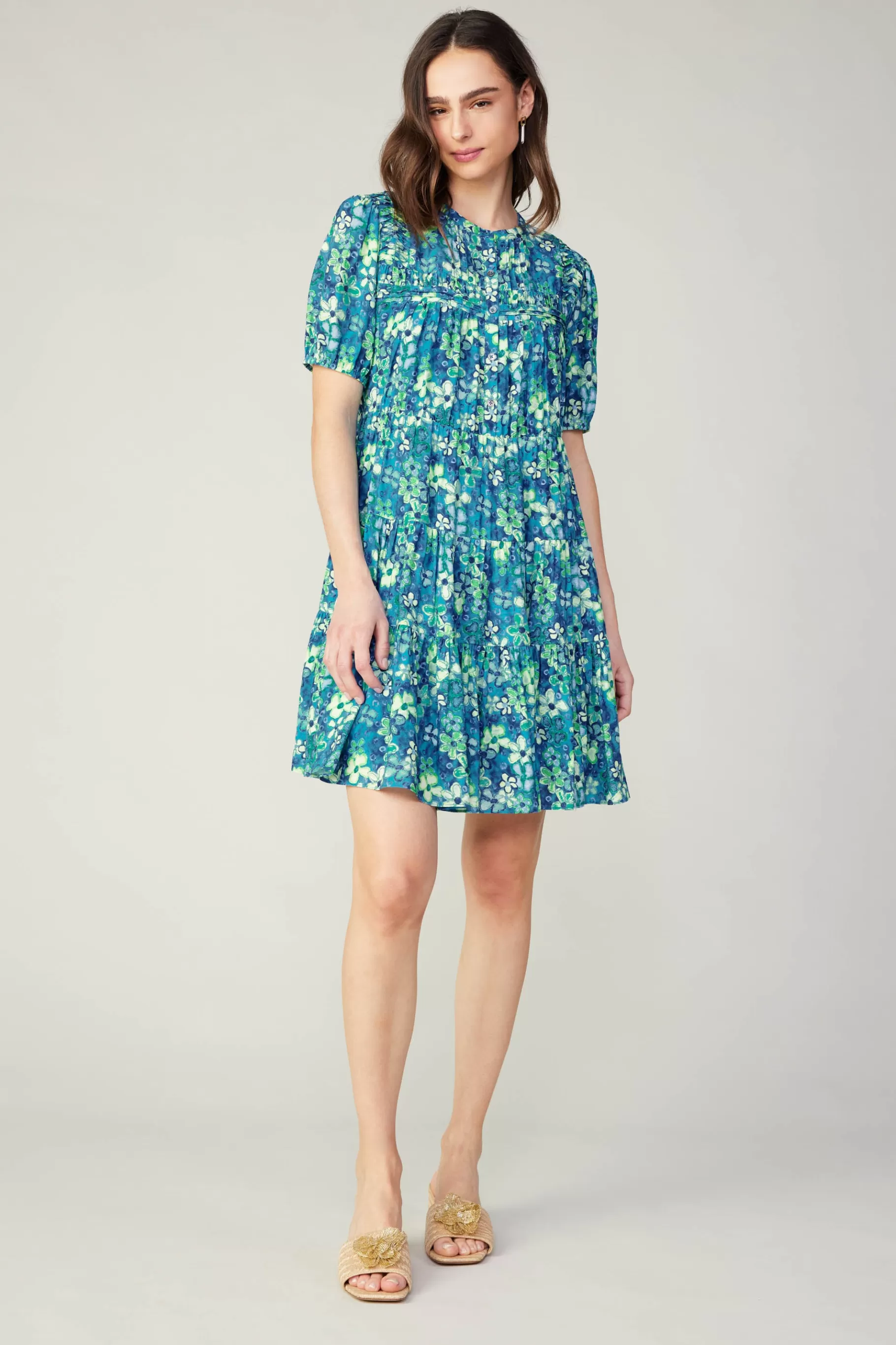 Current Air Mini Dresses>Watercolor Floral Mini Dress BLUEMLT
